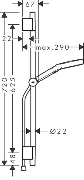 Hansgrohe Rainfinity Sprchová sada 130 3jet EcoSmart se sprchovou tyčí S Puro 65 cm, jezdec s tlačítkem Push a textilní sprchová hadice Designflex 160 cm, chrom 28746000