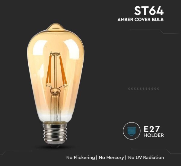 LED Žárovka FILAMENT ST64 E27/4W/230V 2200K
