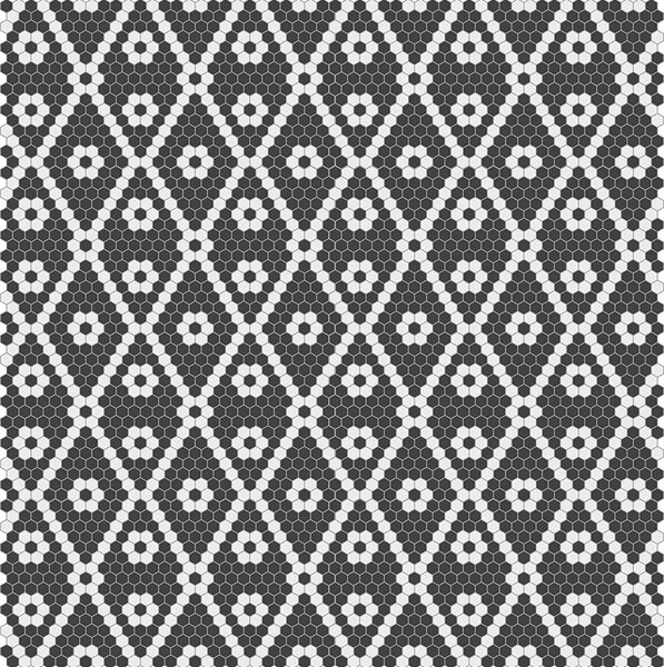 Hisbalit Obklad skleněná bílá; černá Černobílá Mozaika BLUES hexagony 2,3x2,6 (33,3x33,3) cm - HEXBLS