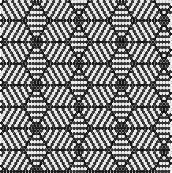 Hisbalit Obklad skleněná bílá; černá Černobílá Mozaika SINFONÍA hexagony 2,3x2,6 (33,3x33,3) cm - HEXSNF