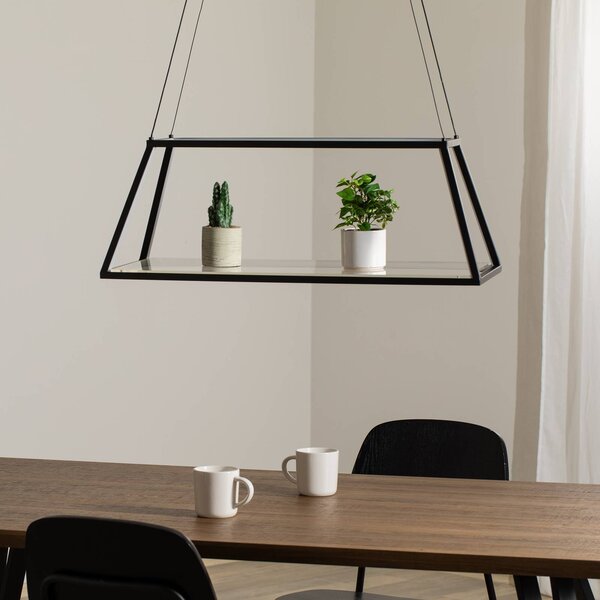 Lucande LED závěsné svítidlo Mensola, černá, hliník, 75 cm, stmívatelný, Černá, Obývací pokoj / jídelna, Hliník, Moderní