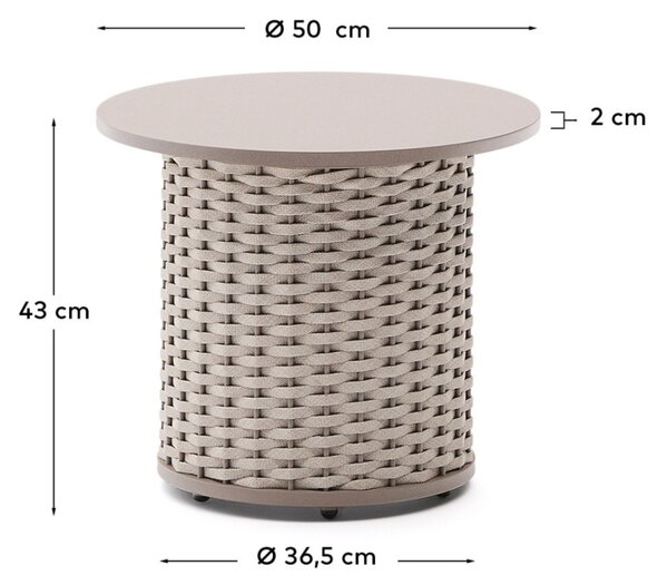 Béžovošedý zahradní odkládací stolek Kave Home Sedalis 50 cm