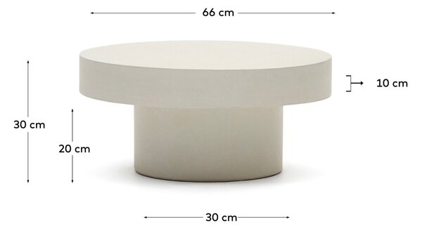 Kave Home Bílý cementový zahradní stolek Aiguablava 66 cm