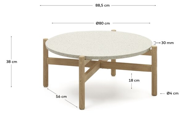 Bílý betonový zahradní konferenční stolek Kave Home Pola 88,5 cm