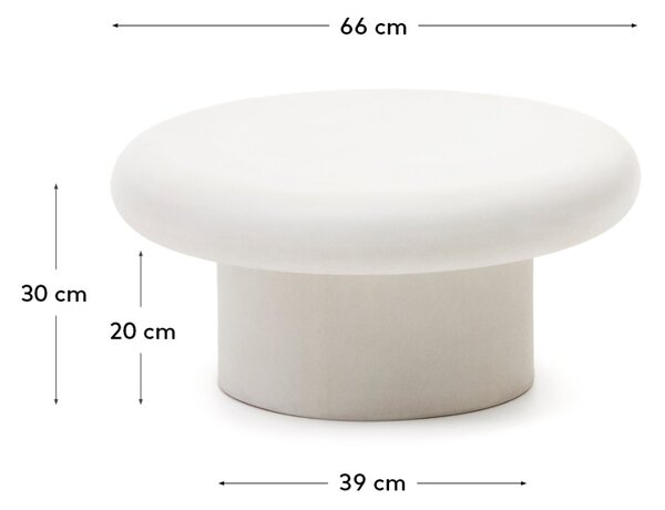 Bílý cementový zahradní stolek Kave Home Addaia 66 cm