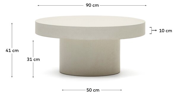 Kave Home Bílý cementový zahradní stolek Aiguablava 90 cm