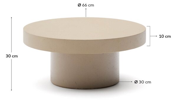 Kave Home Béžový cementový zahradní stolek Aiguablava 66 cm