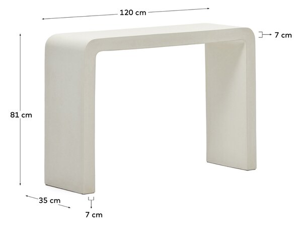 Kave Home Bílý cementový zahradní toaletní stolek Aiguablava 120 x 35 cm