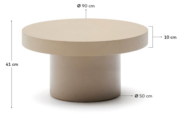 Kave Home Béžový cementový zahradní stolek Aiguablava 90 cm