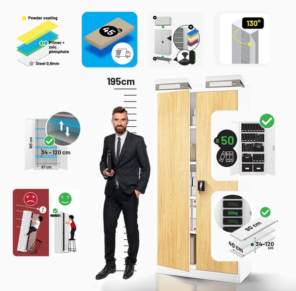 Skříň na dokumenty bílá/zlatý dub: Eco Design JAN H