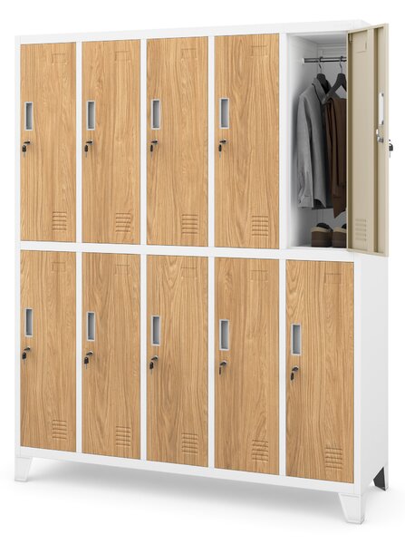 BHP šatní skříň bílá/zlatý dub: Eco Design 10-dveřová BARTEK