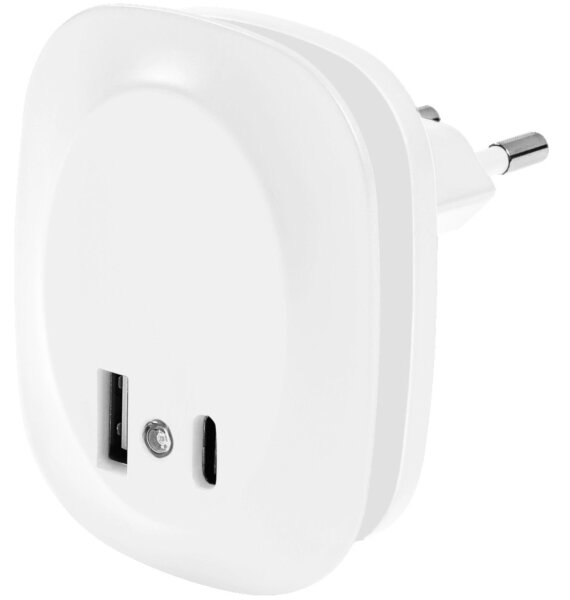 Ledvance- LED Noční svítidlo do zásuvky se senzorem a USB LUNETTA LED/12,5W/230V