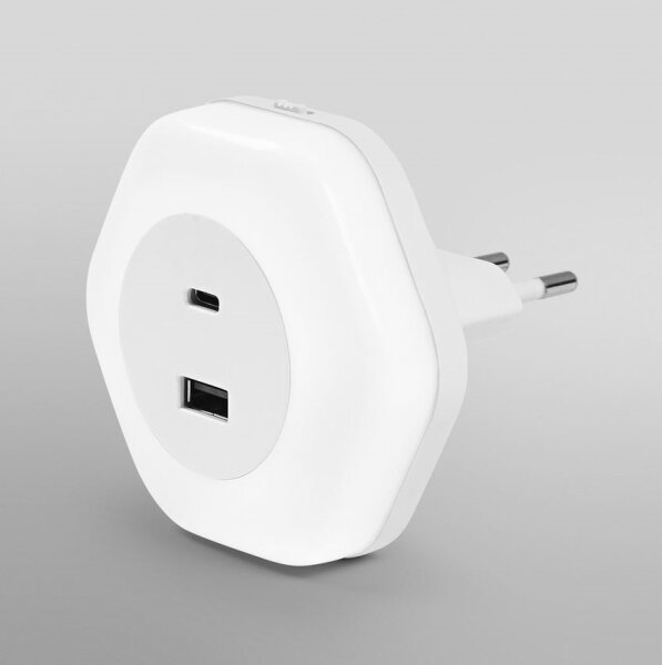 Ledvance - LED Orientační svítidlo do zásuvky s USB LUNETTA LED/15W/230V