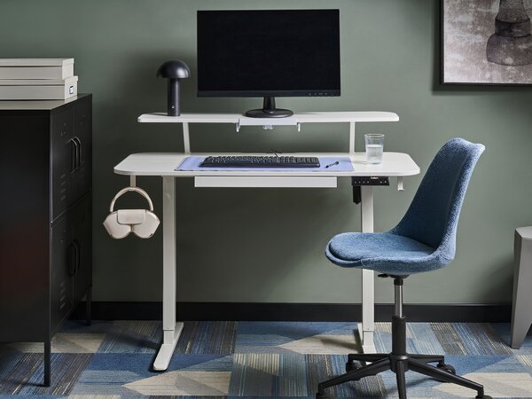 Elektricky výškově nastavitelný pracovní stůl WILBANKS Bílá 120 cm 60 cm s USB portem