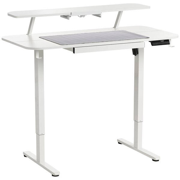 Elektricky výškově nastavitelný pracovní stůl WILBANKS Bílá 120 cm 60 cm s USB portem