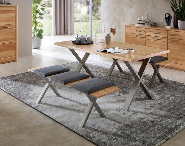 JÍDELNÍ STŮL, jádrový buk, barvy buku, barvy niklu, 180/90/74 cm Carryhome - Jídelní stoly
