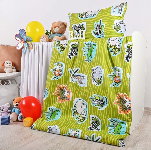 Povlečení dětské Jungle zelené EMI, Dětský set 90x130 + 45x65