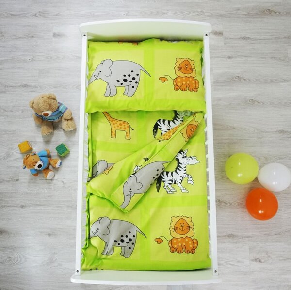 Povlečení dětské ZOO zelené EMI, Dětský set 90x130 + 45x65