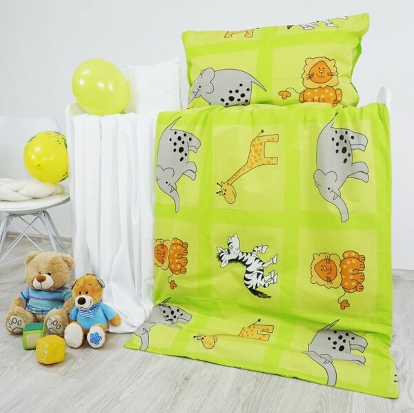 Povlečení dětské ZOO zelené EMI, Dětský set 90x130 + 45x65