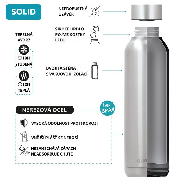 Quokka nerezová termoláhev Solid růžová 510 ml