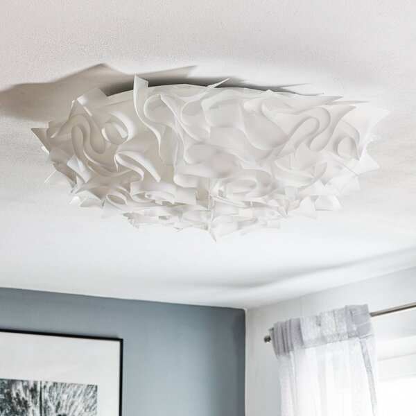 Slamp Veli designové stropní světlo, Ø 78 cm, opálové sklo, stmívatelný, Bílá / opál, Obývací pokoj / jídelna, Plast, Design, Nástěnné svítidlo