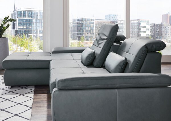 ROHOVÁ SEDAČKA, kůže, šedá Beldomo Premium - Sedací soupravy