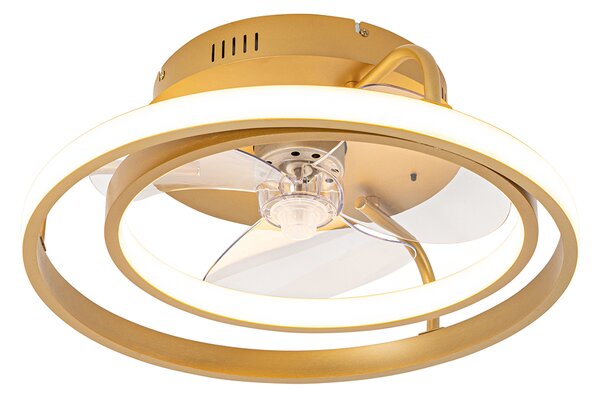 Stropní ventilátor zlatý 46,5 cm vč. LED s dálkovým ovládáním - Kees