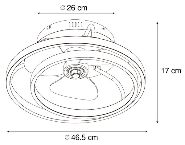 Ocelový stropní ventilátor 46,5 cm vč. LED s dálkovým ovládáním - Kees