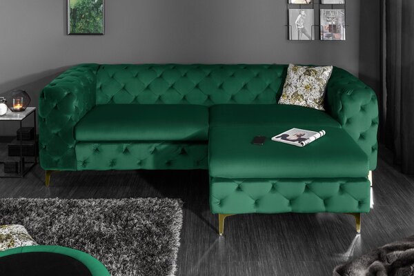 Pohovka MODERN BAROCCO 240 CM smaragdově zelená samet