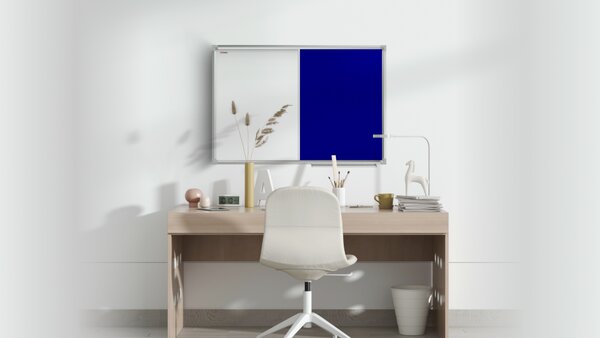 Allboards,Textilní a bílá magnetická tabule COMBI v hliníkovém rámu - 60x40 cm,CO64FN