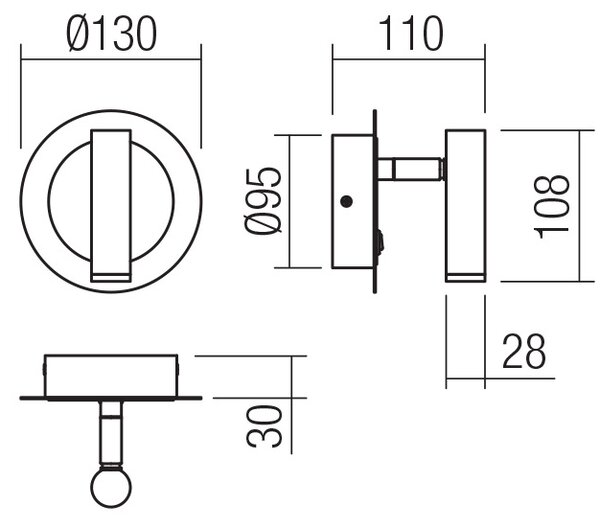 Smarter Nástěnné LED svítidlo Closer, ø13cm Barva: Černá