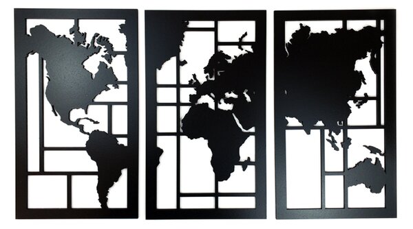 Dřevěná dekorace Mapa černá