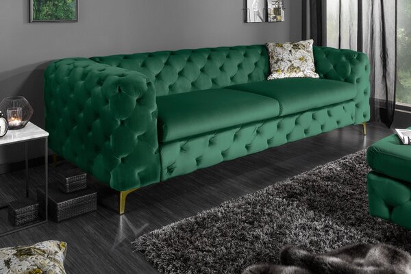 Pohovka MODERN BAROCCO 240 CM smaragdově zelená samet