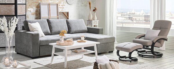ROHOVÁ SEDAČKA, textil, šedá Carryhome - Sedací soupravy