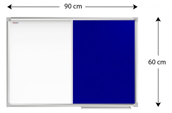 Allboards,Textilní a bílá magnetická tabule COMBI v hliníkovém rámu - 90x60 cm,CO96FN