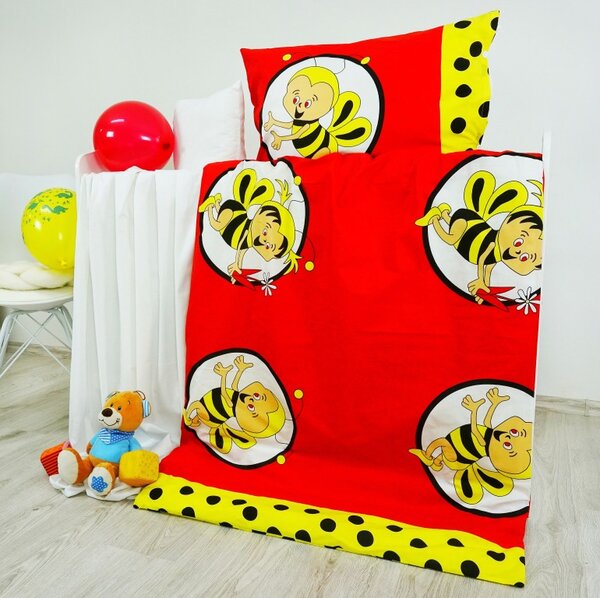 Povlečení dětské bavlněné včelky červené EMI, Polštář 70x90