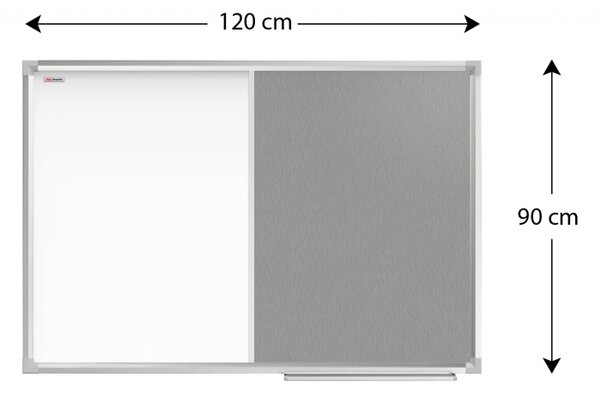 Allboards,Textilní a bílá magnetická tabule COMBI v hliníkovém rámu -120x90 cm,CO129FS