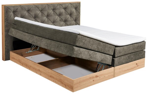 POSTEL BOXSPRING, 180/200 cm, hnědá, šedá, přírodní barvy Esposa - Manželské postele, Online Only