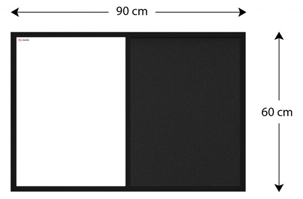 Allboards,Tabule COMBI - černý korek / magnetická bílá 90X60 s černým lakovaným dřevěným rámem,TMK96BK