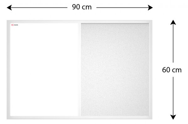 Allboards,Tabule COMBI - bílý korek a magnetická bílá 90x60 s bílým lakovaným dřevěným rámem,TMK96W