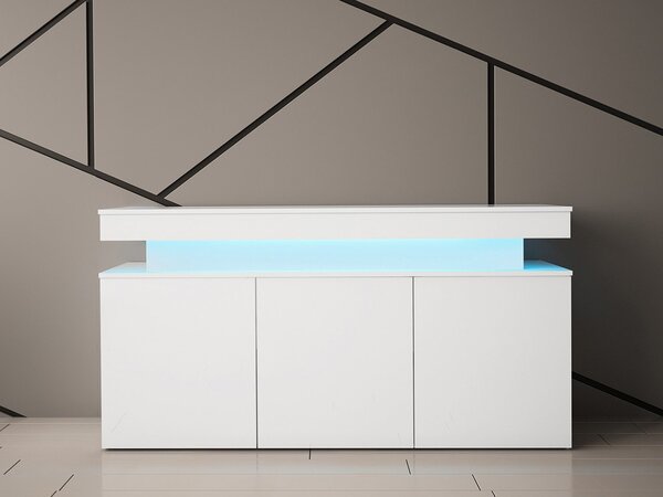 Komoda s LED osvětlením USOA - lesklá bílá / matná bílá
