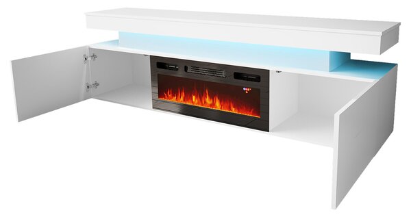 Obývací sestava s LED osvětlením USOA 2 - lesklá černá / matná černá
