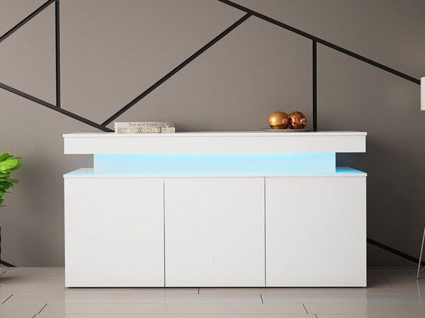 Komoda s LED osvětlením USOA - lesklá bílá / matná bílá