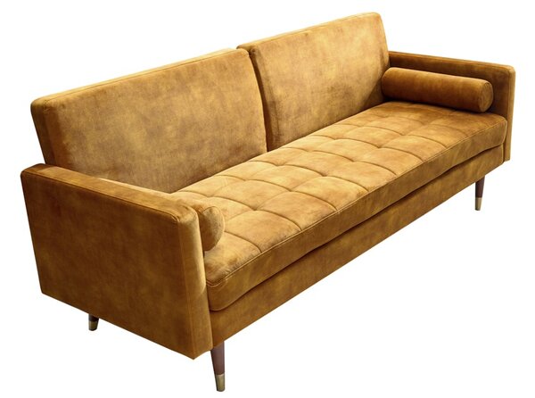 Designová rozkládací sedačka Walvia 196 cm hořčicová žlutá