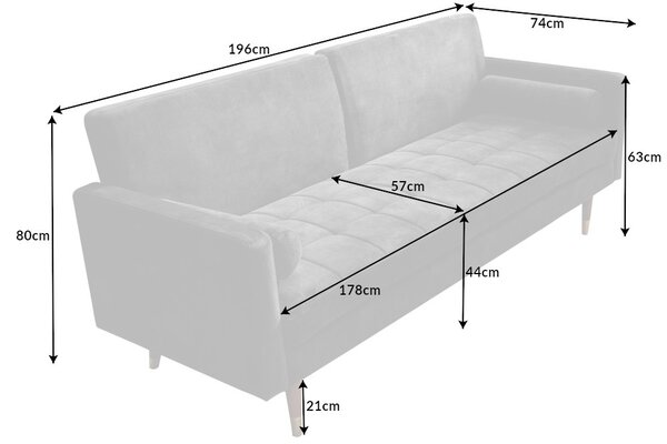 Designová rozkládací sedačka Walvia 196 cm šedá