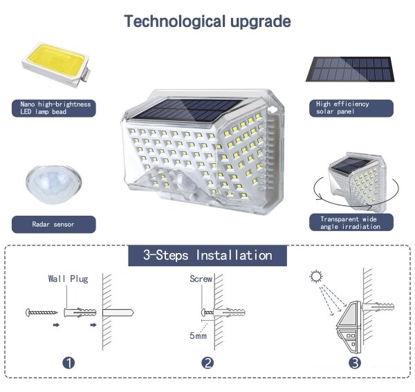 Brilagi-LED Solární nástěnné svítidlo se senzorem WALLIE LED/4W/5,5V stříbrná