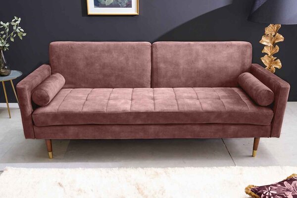 Designová rozkládací sedačka Walvia 196 cm starorůžová