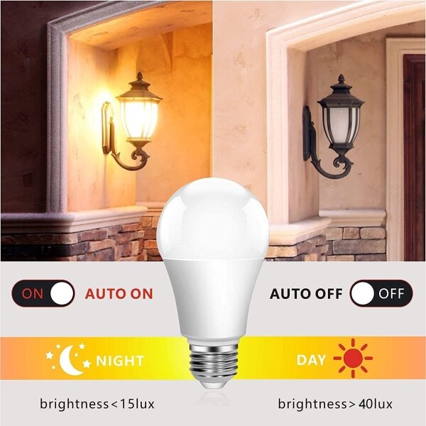 LED Žárovka se senzorem soumraku ECOLINE A60 E27/9W/230V 3000K - Brilagi
