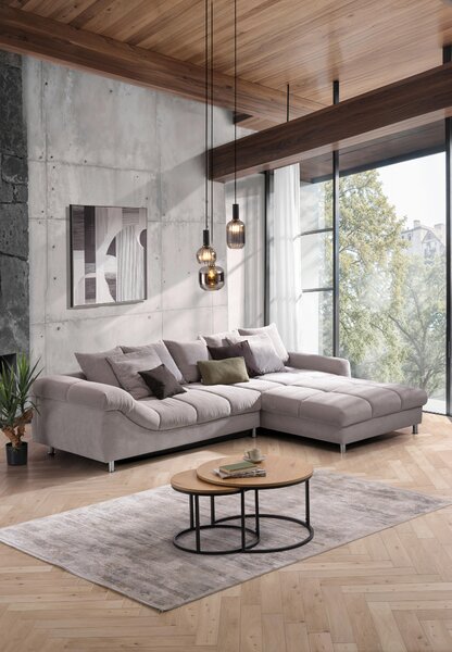 ROHOVÁ SEDAČKA, textil, šedá, barvy stříbra Carryhome - Sedací soupravy