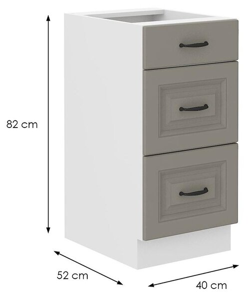 Kuchyňská skříňka se šuplíky SOPHIA - šířka 40 cm, světle šedá / bílá